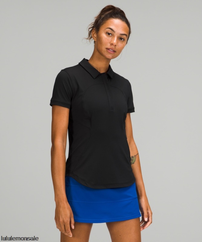 Lululemon Damen DELULU286 | Lululemon Deutschland Schwarzes Schnell Trocknendes Kurzarm-Poloshirt